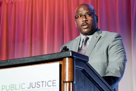 Preston Tisdale speaking at event