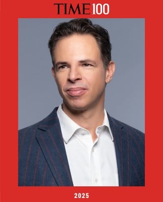 headshot of attorney Josh Koskoff with "Time100 2025" frame