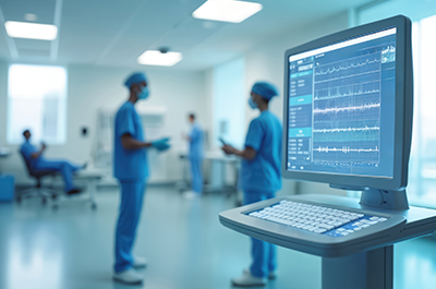 Modern medical device tracks patient data in hospital